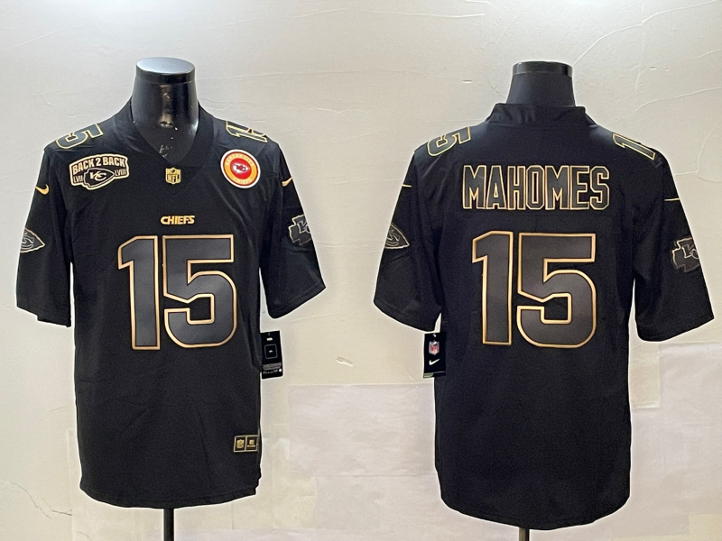 Men Kansas City Chiefs #15 Mahomes black Rainbow 2025 Nike Limited NFL Jersey style 65